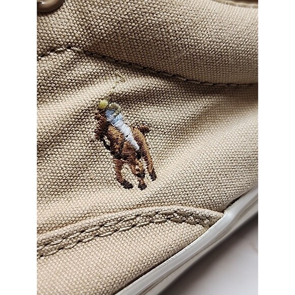 Polo Ralph Lauren Men Thorton Sz 13D Khahki Canvas Sneaker Casual Money Dadcore - Picture 7 of 9